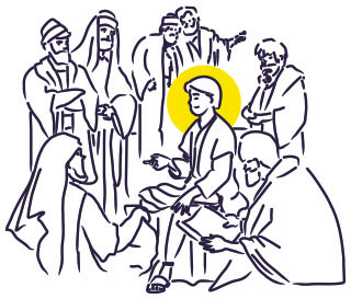 Clipart of Jesus as a young man teaching in the temple.