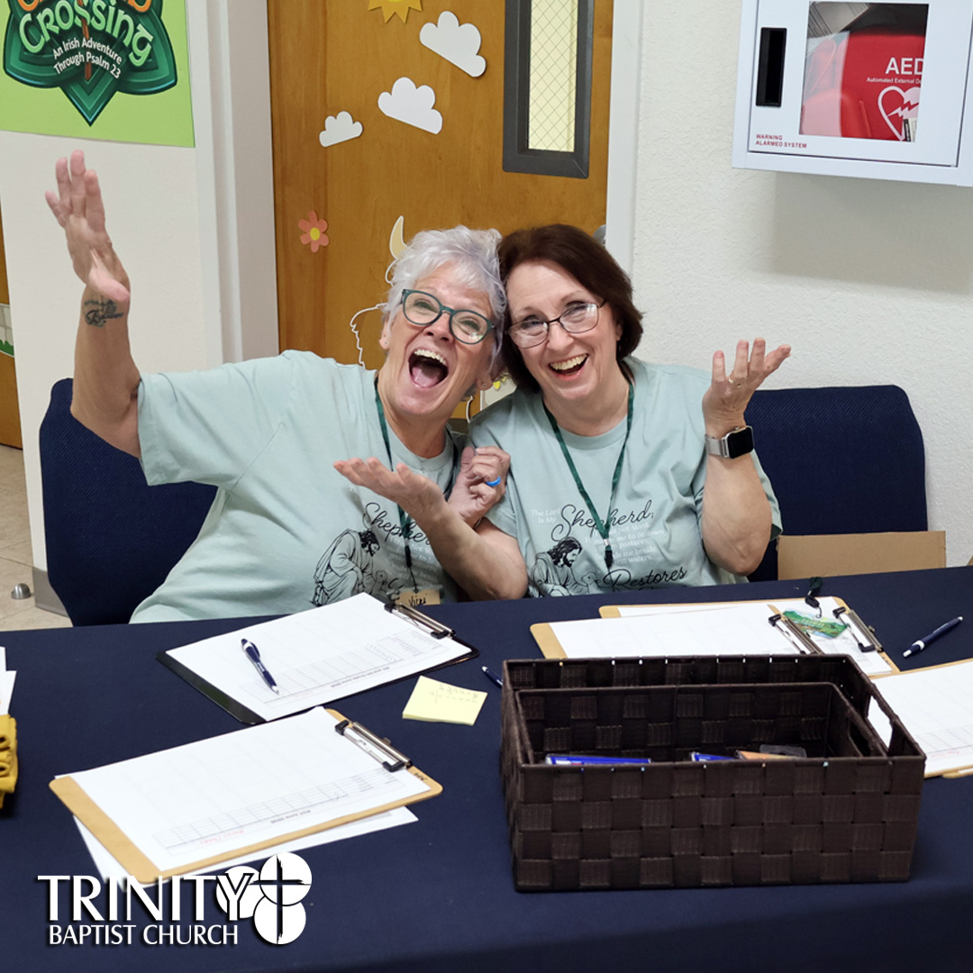 Vacation Bible School at Trinity Baptist Church of Lakeland, FL featured Answers in Genesis program Emerald Crossing, a journey through Psalm 23. We are showing pictures of our volunteers who help setup the decorations, teach the children, and pray for the children every night of VBS