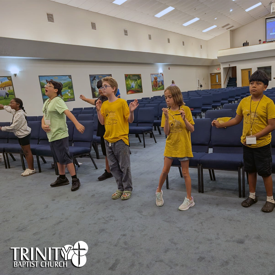 Vacation Bible School at Trinity Baptist Church of Lakeland, FL featured Answers in Genesis program Emerald Crossing, a journey through Psalm 23. We are showing pictures of the children who came every night during the week.